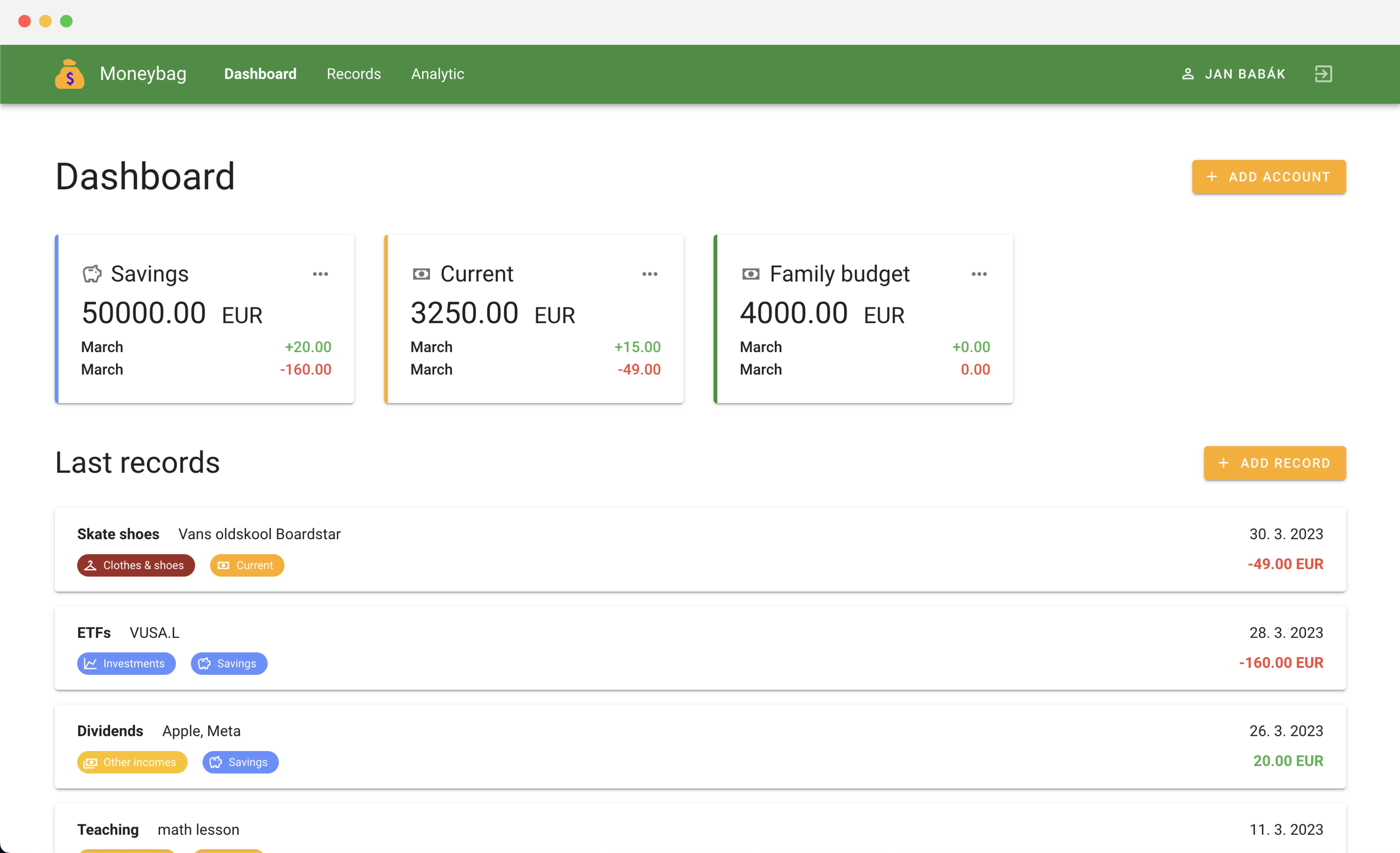 Moneybag desktop screenshot